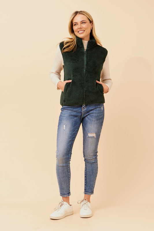 Caroline Morgan Australia ZABRINA FAUX FUR VEST (Green)