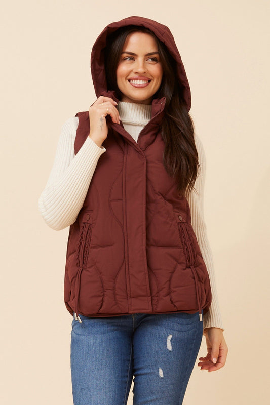 ALEJANDRA SOLID PUFFER VEST (Brick)