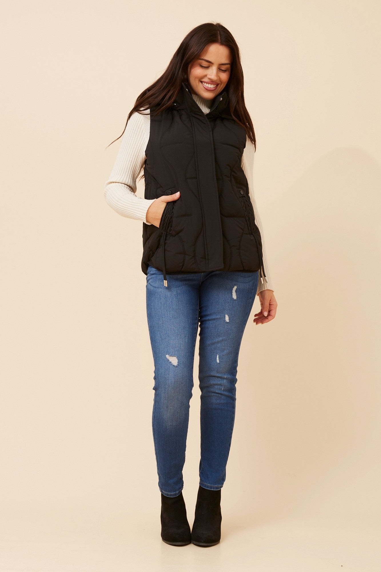 ALEJANDRA SOLID PUFFER VEST (Brick)