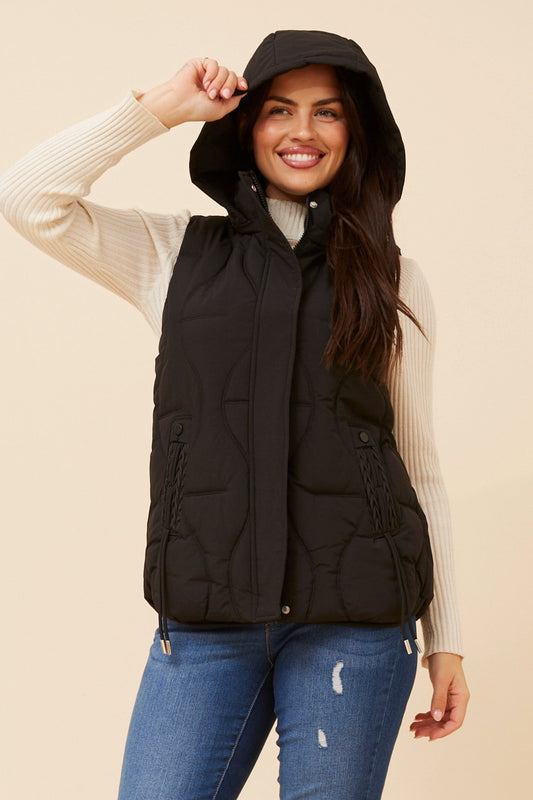Image of Coats & Jackets. Product name - ALEJANDRA SOLID PUFFER VEST in Brick colour by brand - Caroline Morgan Australia