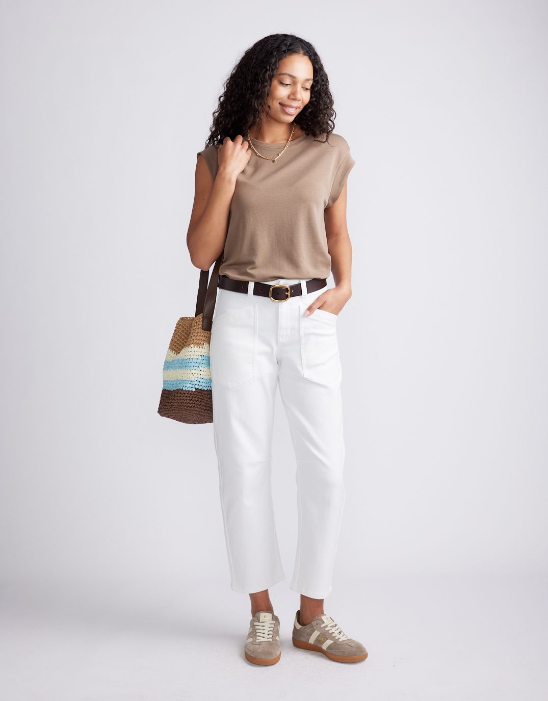 White & Co. The Edit Cap Sleeve Tank (Chocolate)
