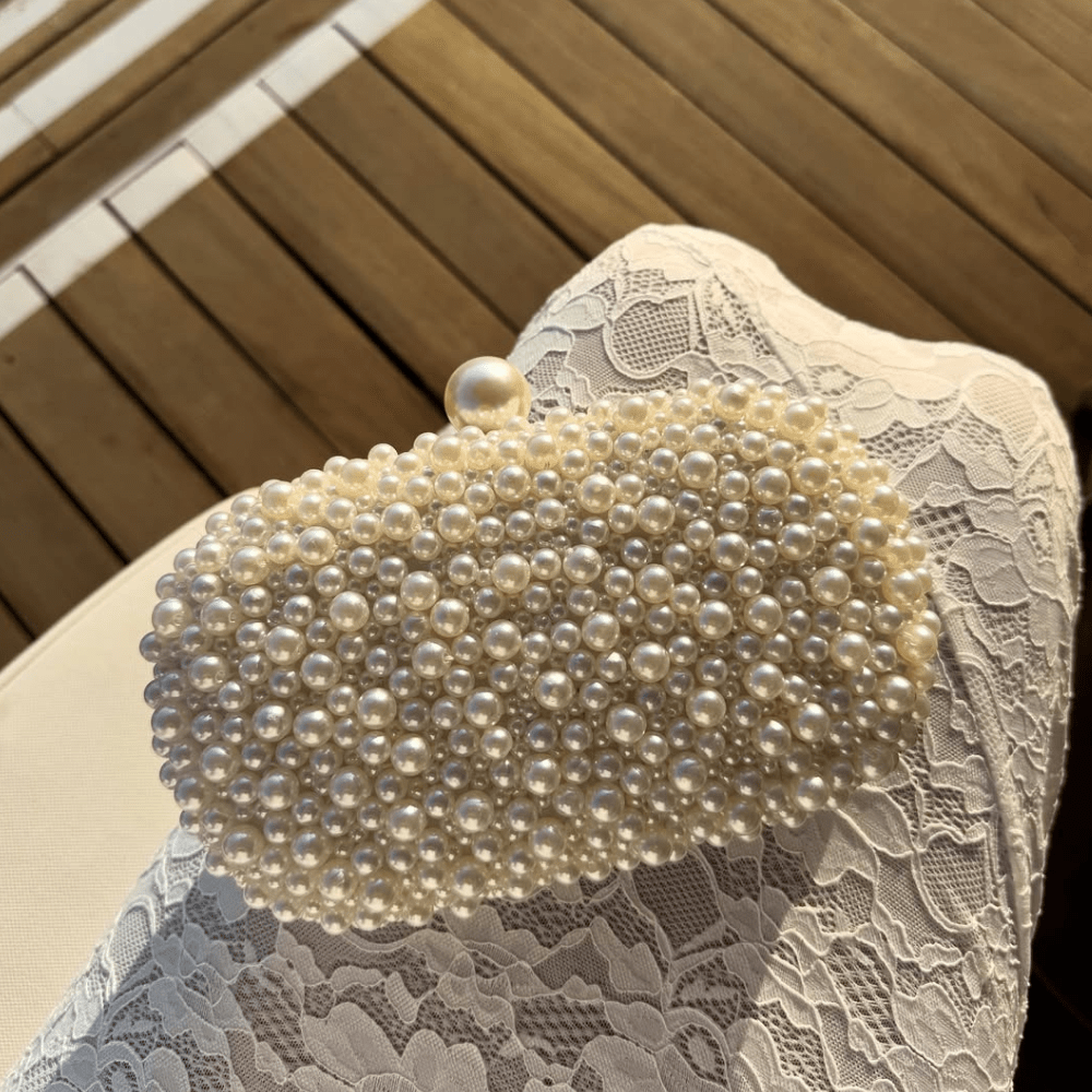 Olga Berg VALENTINA Pearl Clutch (Silver)
