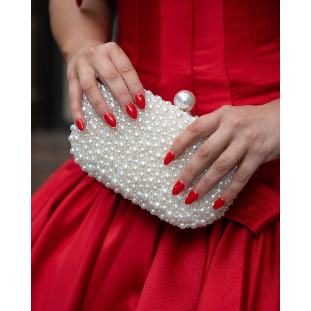 Olga Berg VALENTINA Pearl Clutch (Silver)