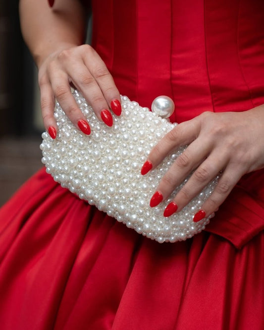 Image of Bags. Productname: VALENTINA Pearl Clutch in colour by brand - Olga Berg