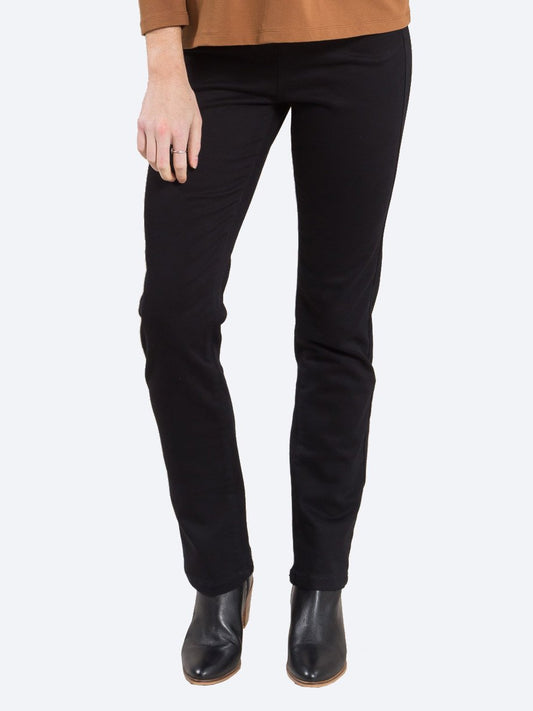 Image of a model wearing Pants. Productname: Vassalli Slim Leg Moleskin Pants in Black colour by brand - Vassalli