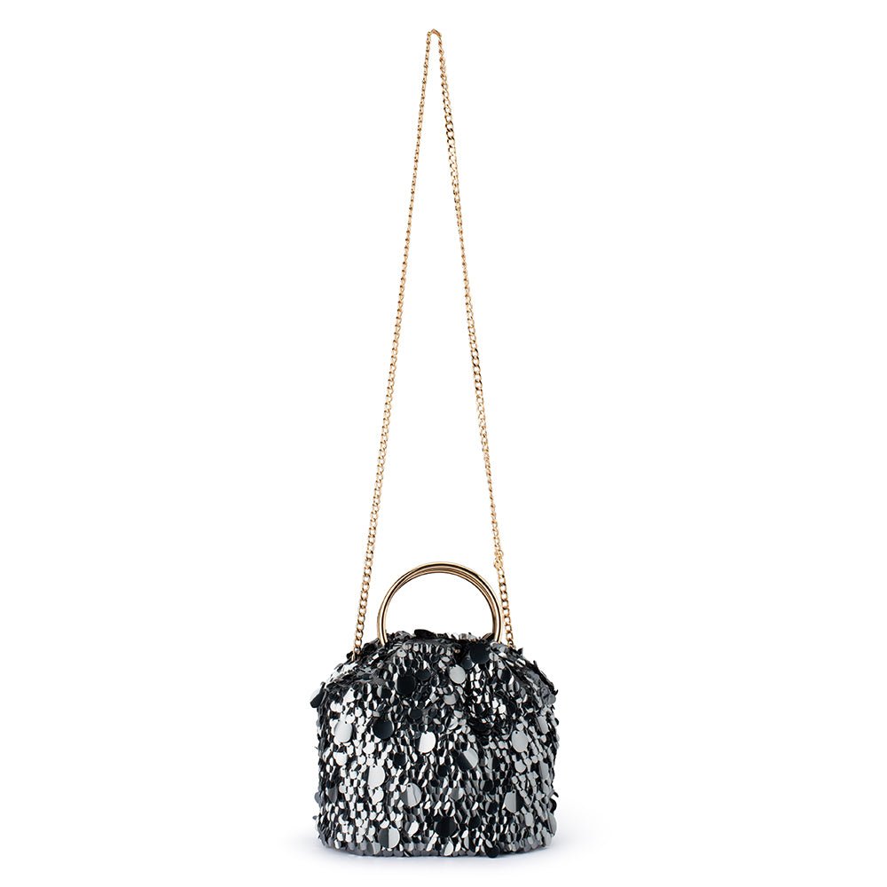 Olga Berg VERA Sequin Top Handle (Gunmetal)