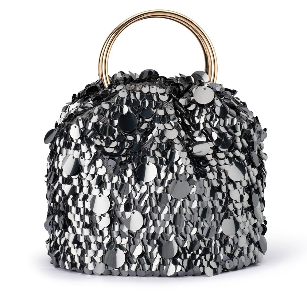 Olga Berg VERA Sequin Top Handle (Gunmetal)