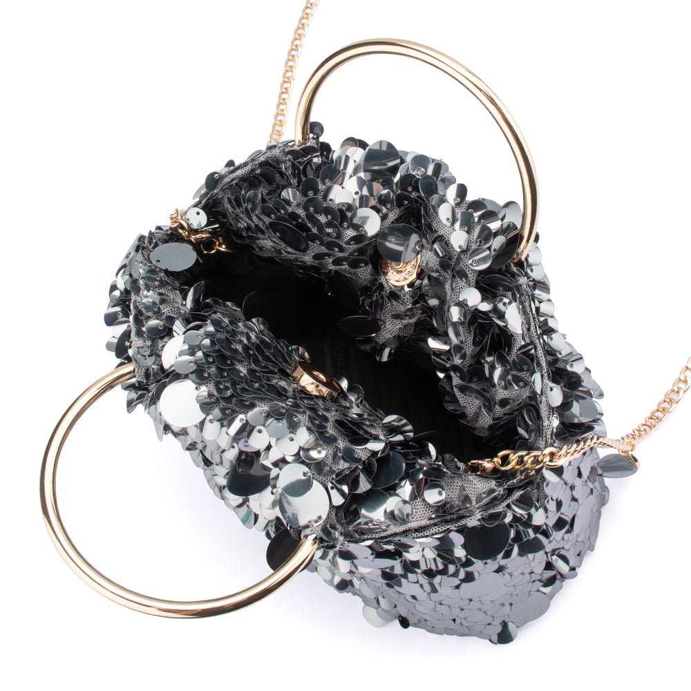 Olga Berg VERA Sequin Top Handle (Gunmetal)
