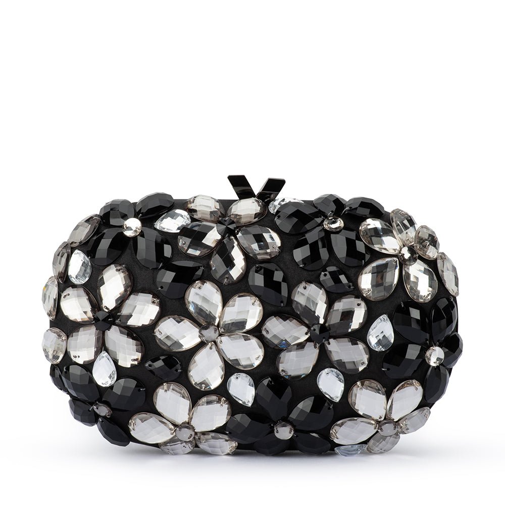 Olga Berg VICTORIA Flower Clutch (Black)