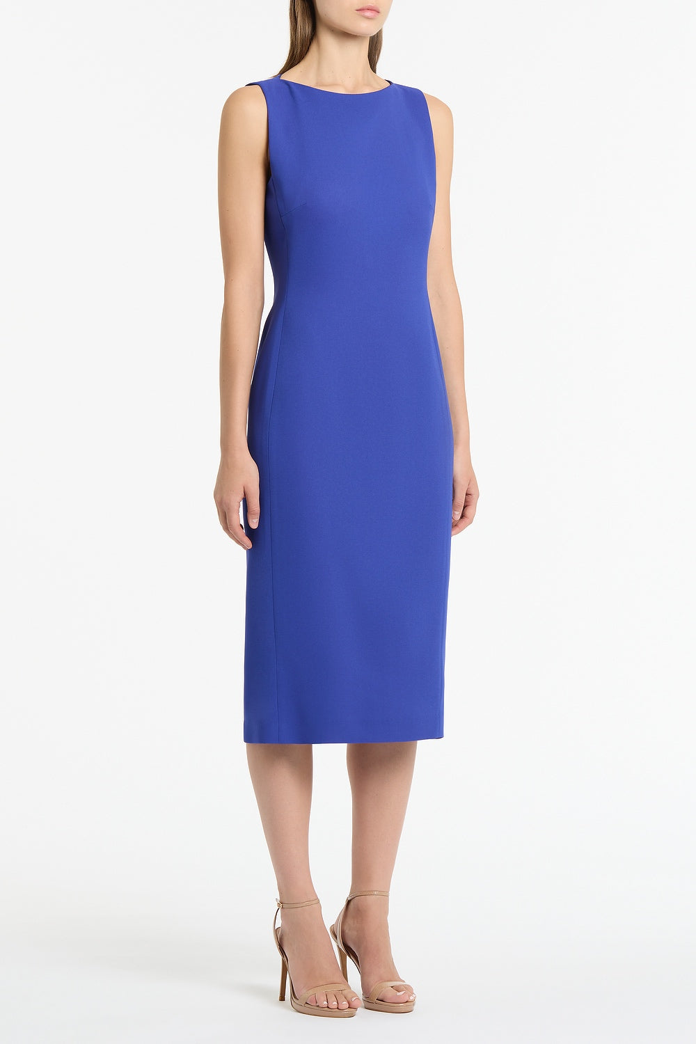Carla Zampatti Violet Crepe Sheath Dress (Blue)