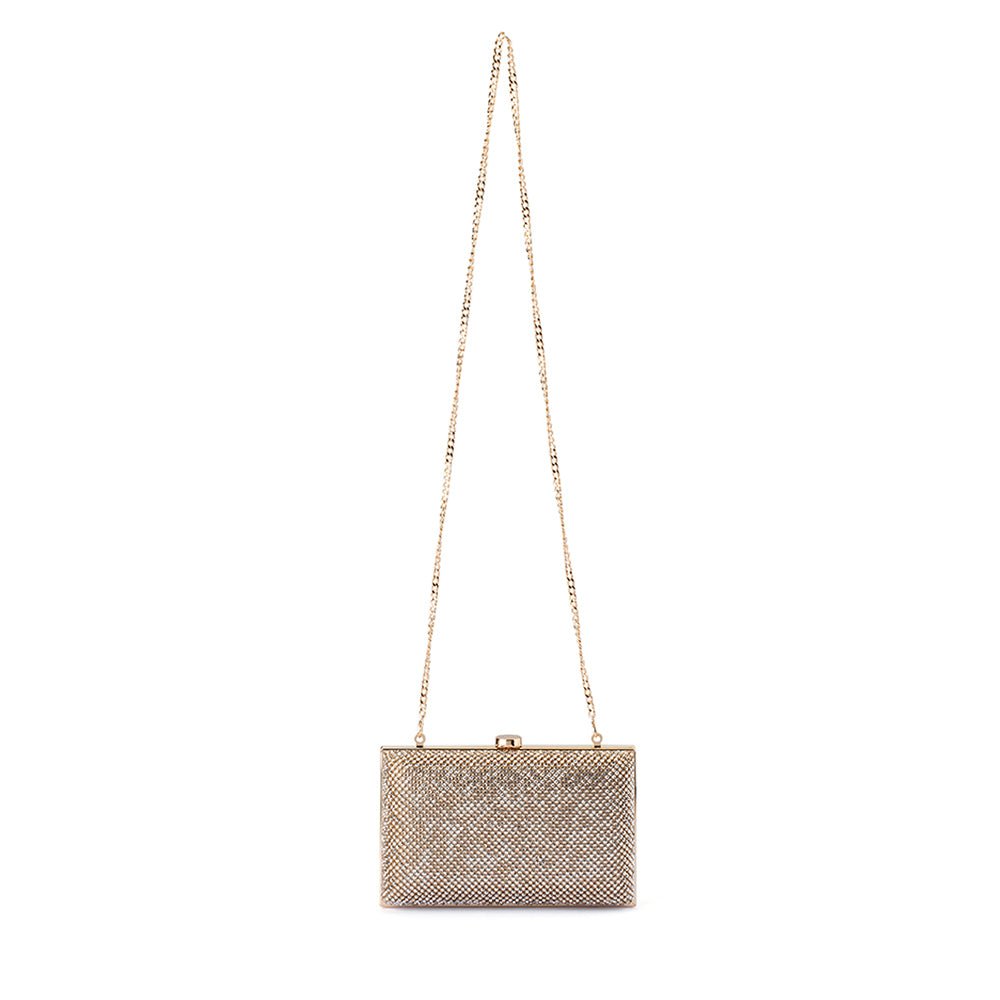 Olga Berg VIVIANA Crystal Mesh Clutch (Gold)