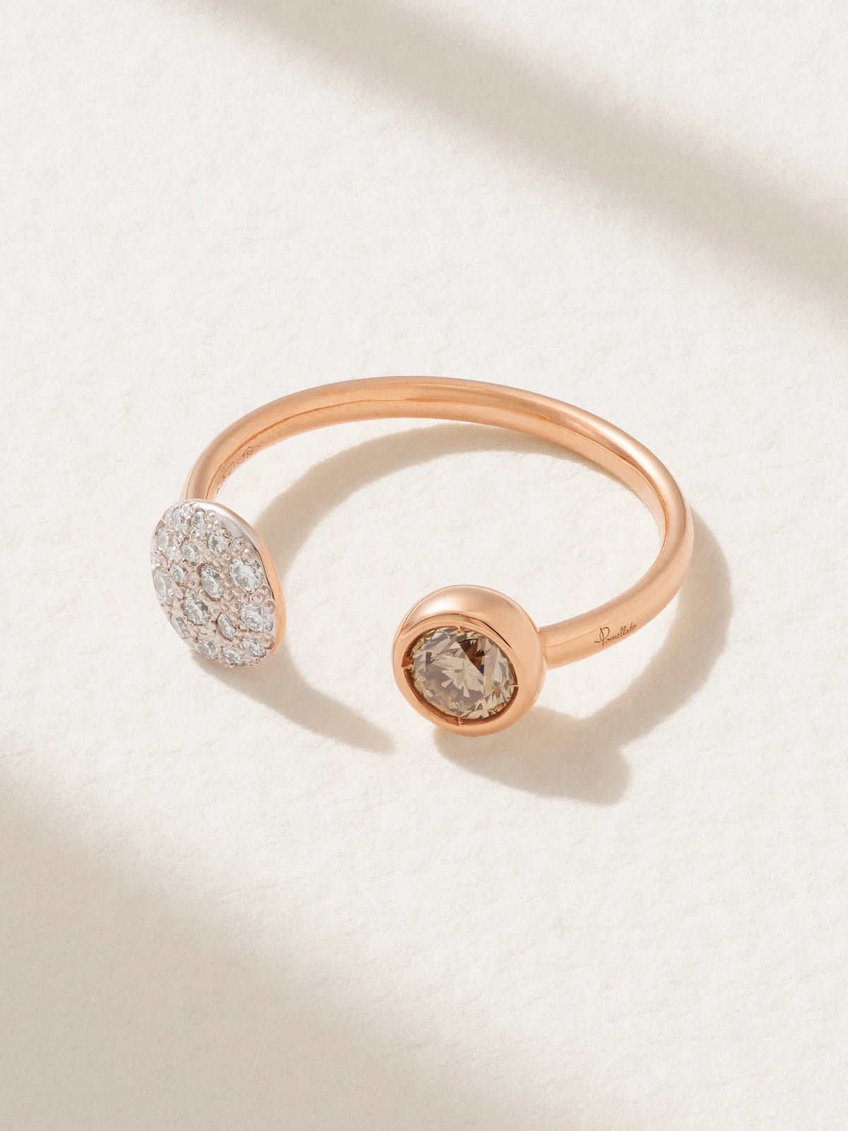 Sabbia Rhodium-plated 18-karat Rose Gold Diamond Ring