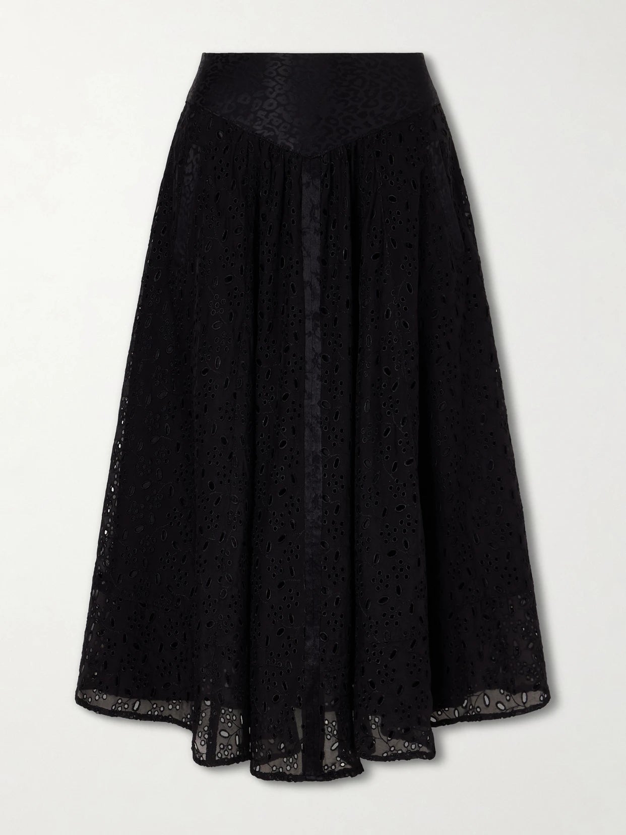Djuna Broderie Anglaise Silk Midi Skirt
