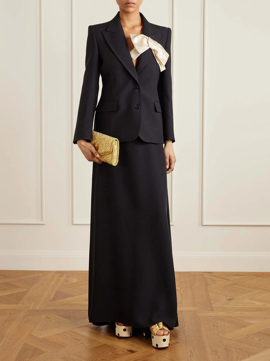 Image of Bags. Product name - Devain Leather-trimmed Cloqué Shoulder Bag in Gold colour by brand - Valentino Garavani