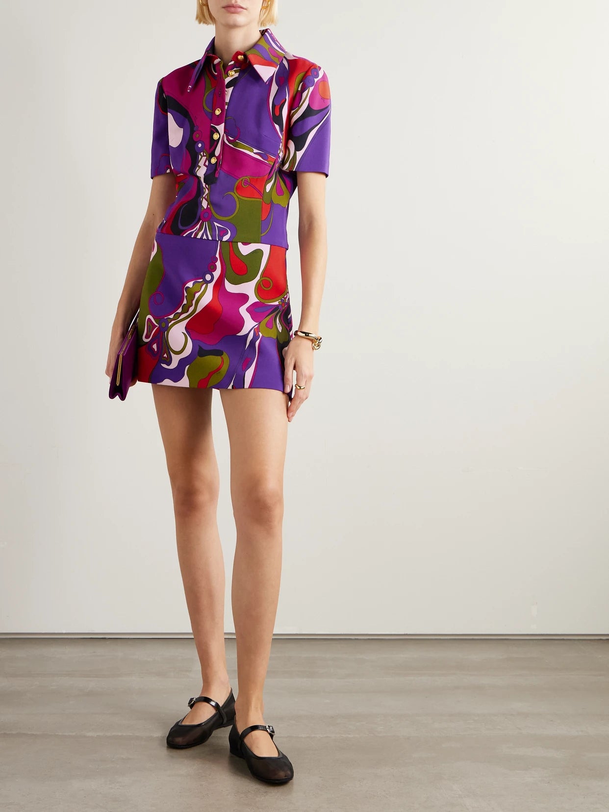 Image of Dresses. Product name - Printed Cady Mini Dress in Multi colour by brand - PUCCI