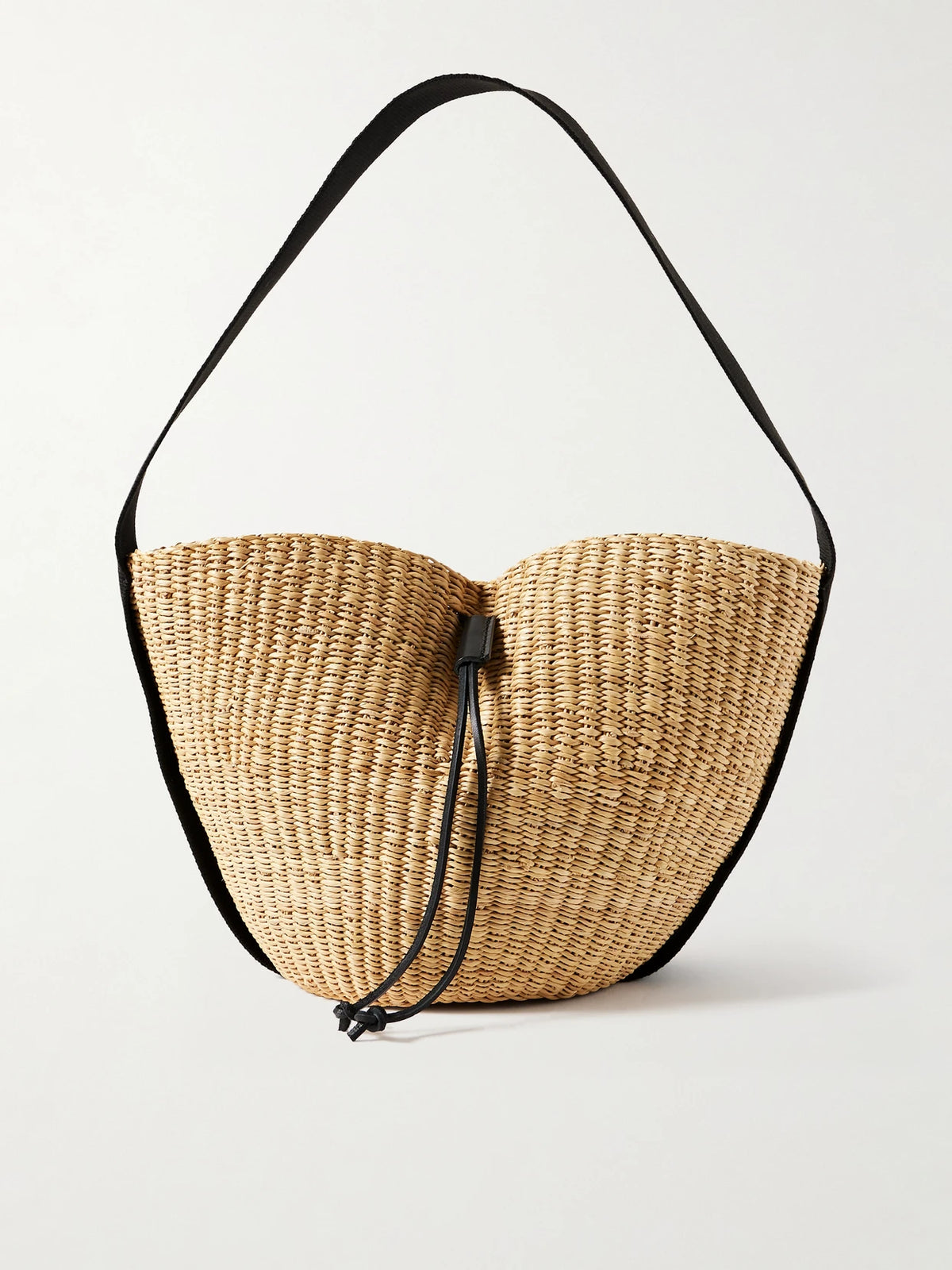 Orbi Cotton Canvas-trimmed Woven Straw Shoulder Bag