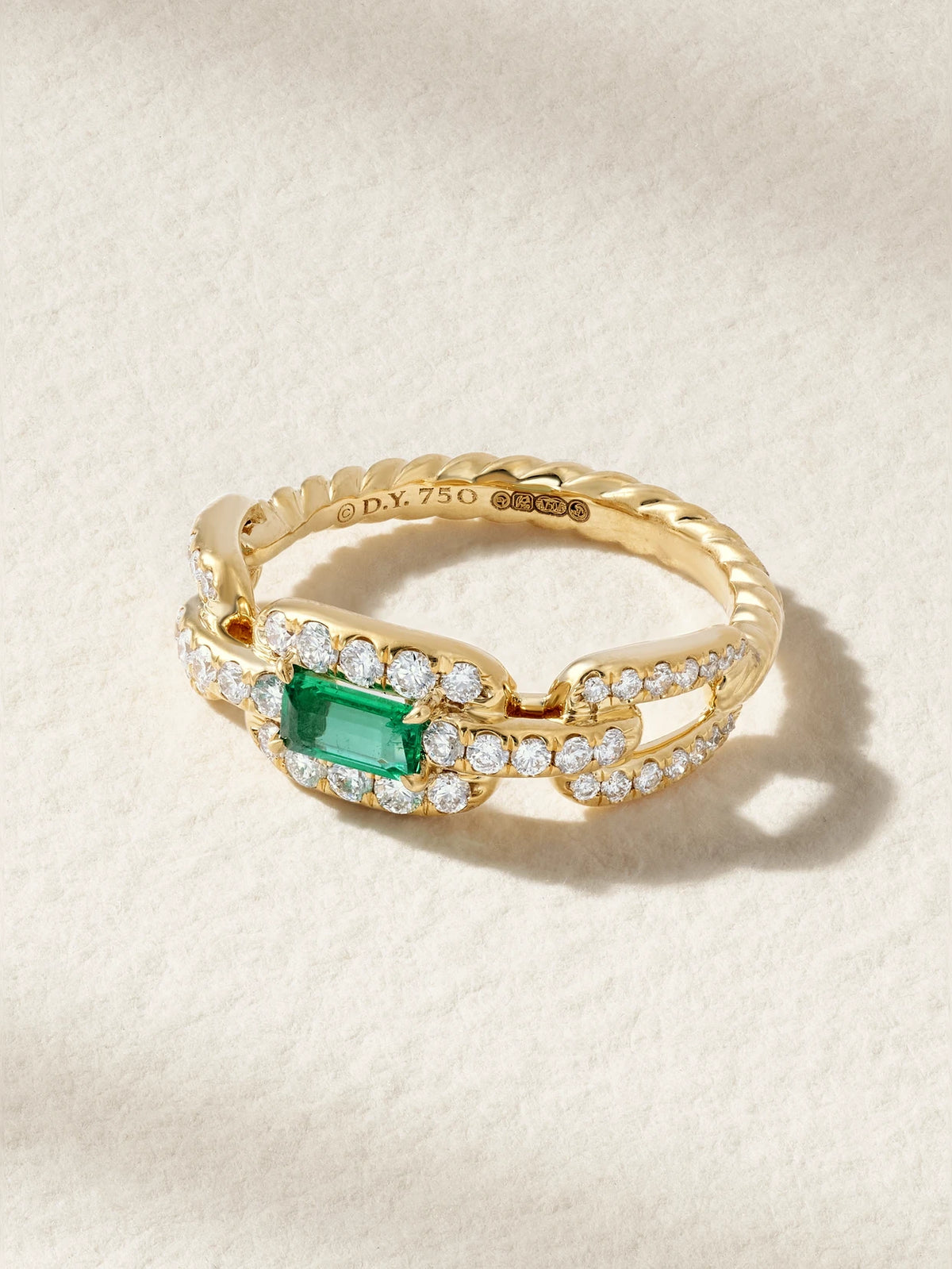 Stax 18-karat Gold, Diamond And Emerald Ring