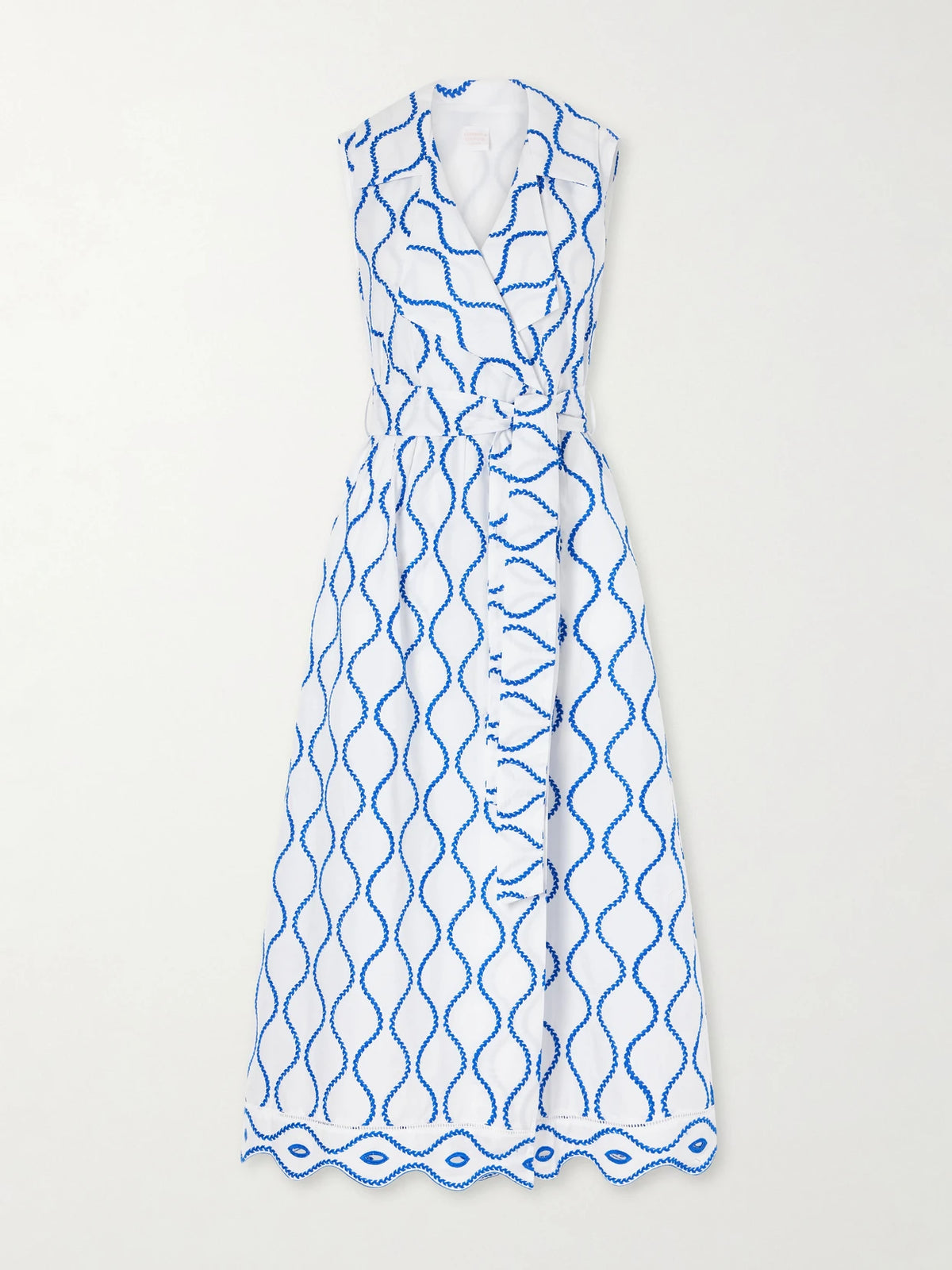 Loretta Caponi Noemie Double-breasted Striped Cotton-poplin Midi Dress
