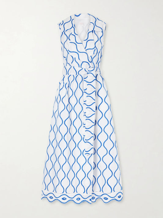 Noemie Double-breasted Striped Cotton-poplin Midi Dress