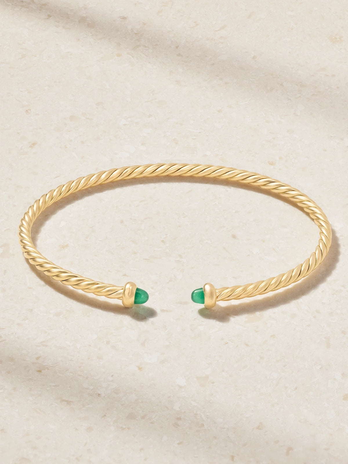 David Yurman Micro Cablespira Flex 18-karat Gold Emerald Bangle