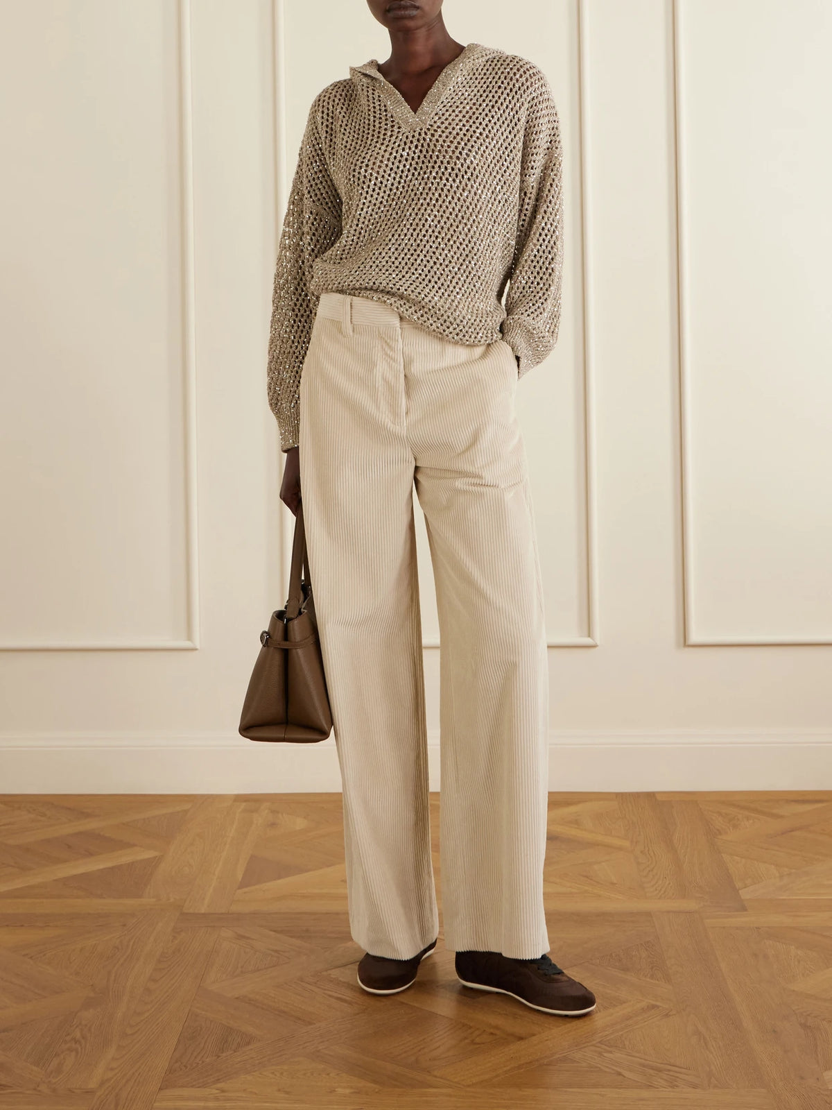 Image of Sneakers. Product name - Shell And Suede Sneakers in Dark brown colour by brand - Brunello Cucinelli