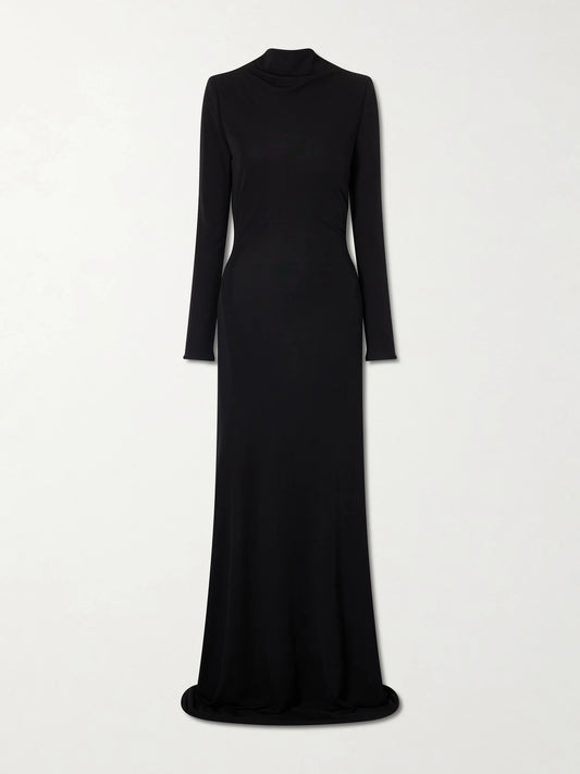 Image of Dresses. Product name - Twisted Jersey-crepe Gown in Black colour by brand - TOM FORD