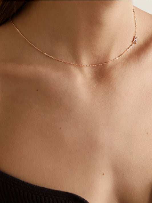 Image of Necklaces. Product name - Initial 18-karat Rose Gold Diamond Necklace in B colour by brand - Anita Ko
