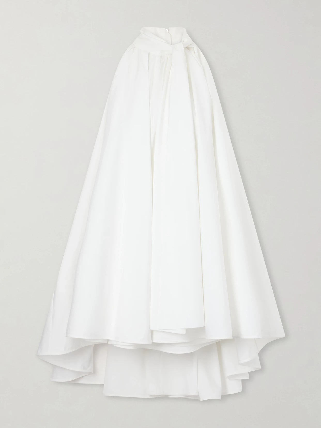 Tie-detailed Pleated Cotton Mini Dress