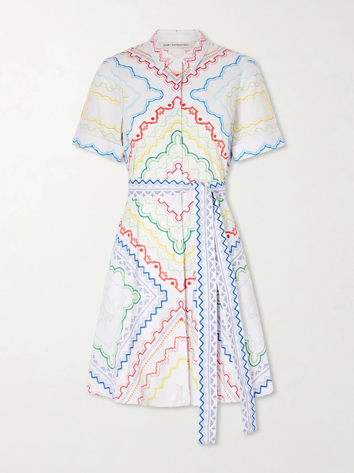 Belted Printed Cotton-blend Midi Dress