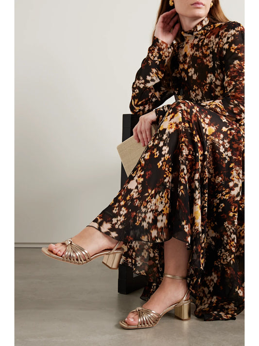 + Net Sustain Olivia Knotted Metallic Leather Sandals