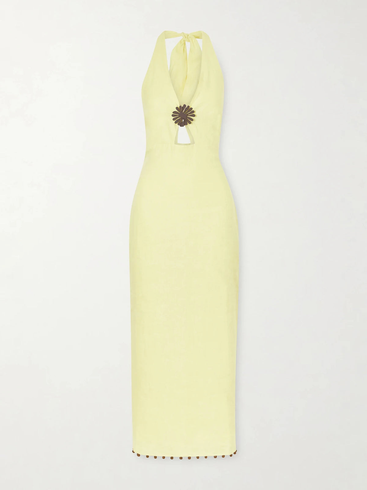 Cala de la Cruz Orly Embellished Cutout Linen Maxi Dress