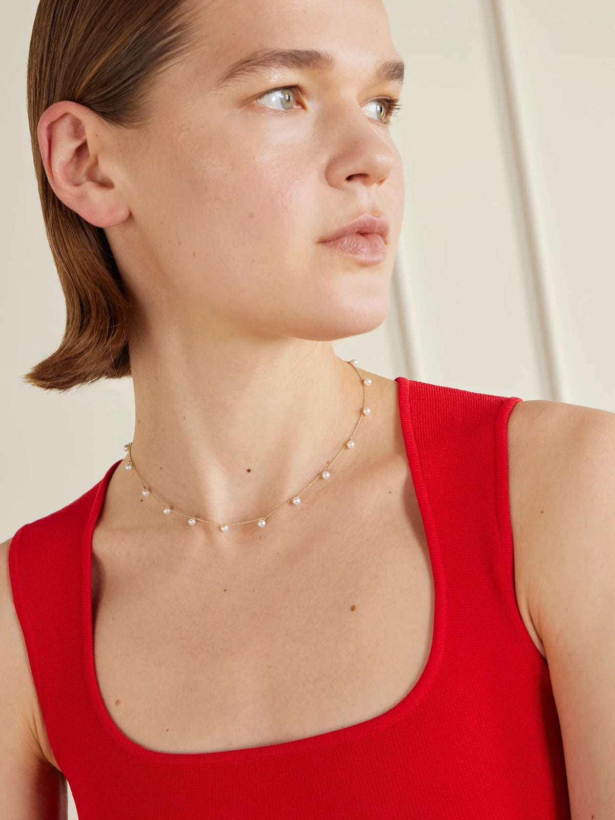 Image of Necklaces. Product name - Lou Lou 14-karat Recycled Gold Pearl Necklace in Multi colour by brand - Sophie Bille Brahe