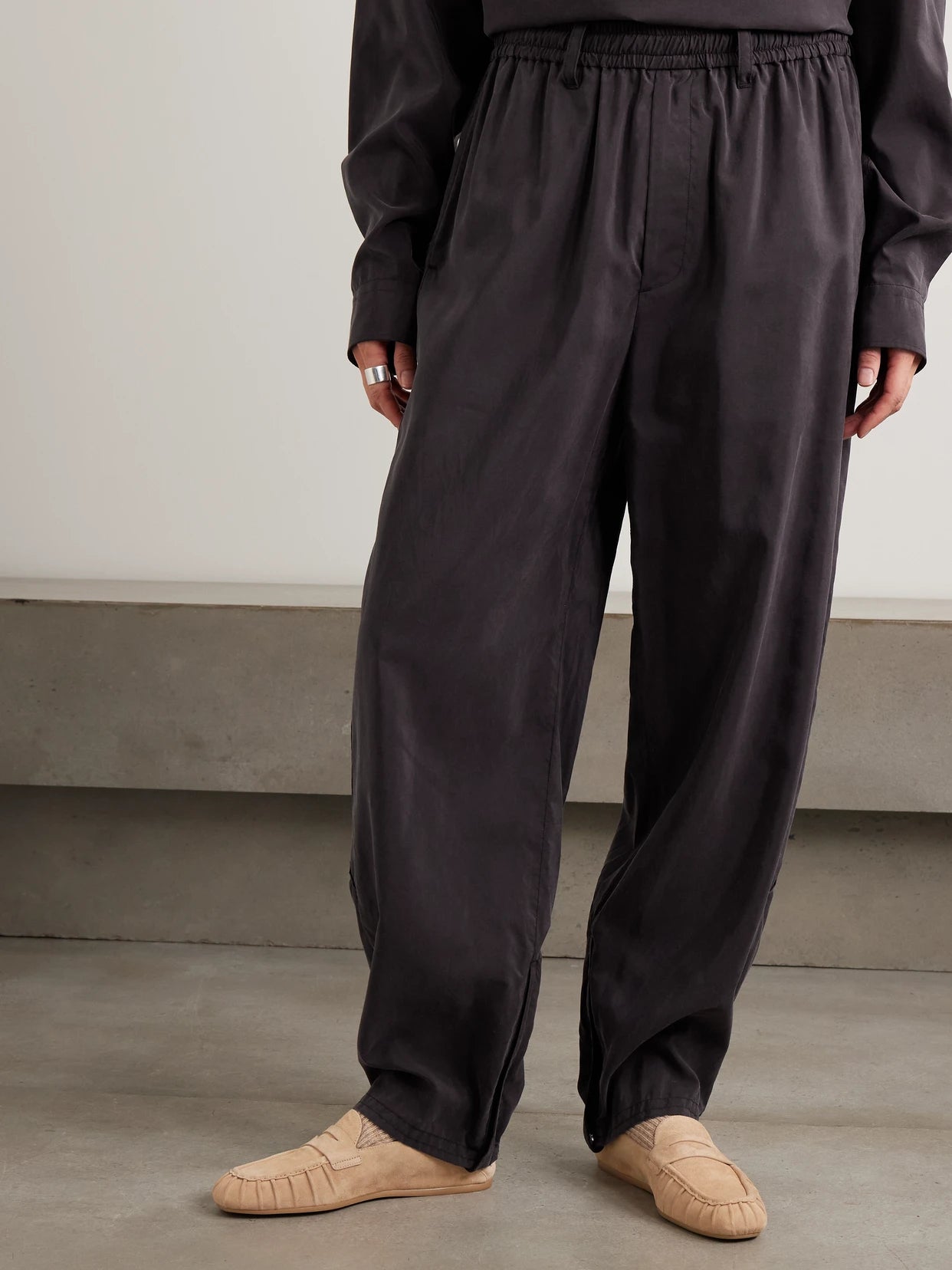 Pleated Silk-blend Track Pants