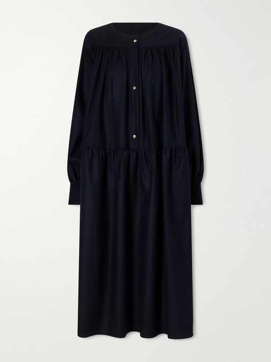 Les Vacances D'Irina Calla Gathered Wool-flannel Midi Dress