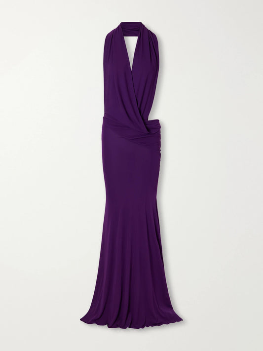 Alex Perry Draped Jersey Halterneck Gown