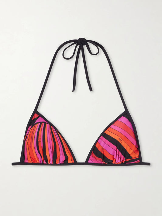Image of Swimwear. Product name - Printed Bikini Top in Bright pink colour by brand - PUCCI