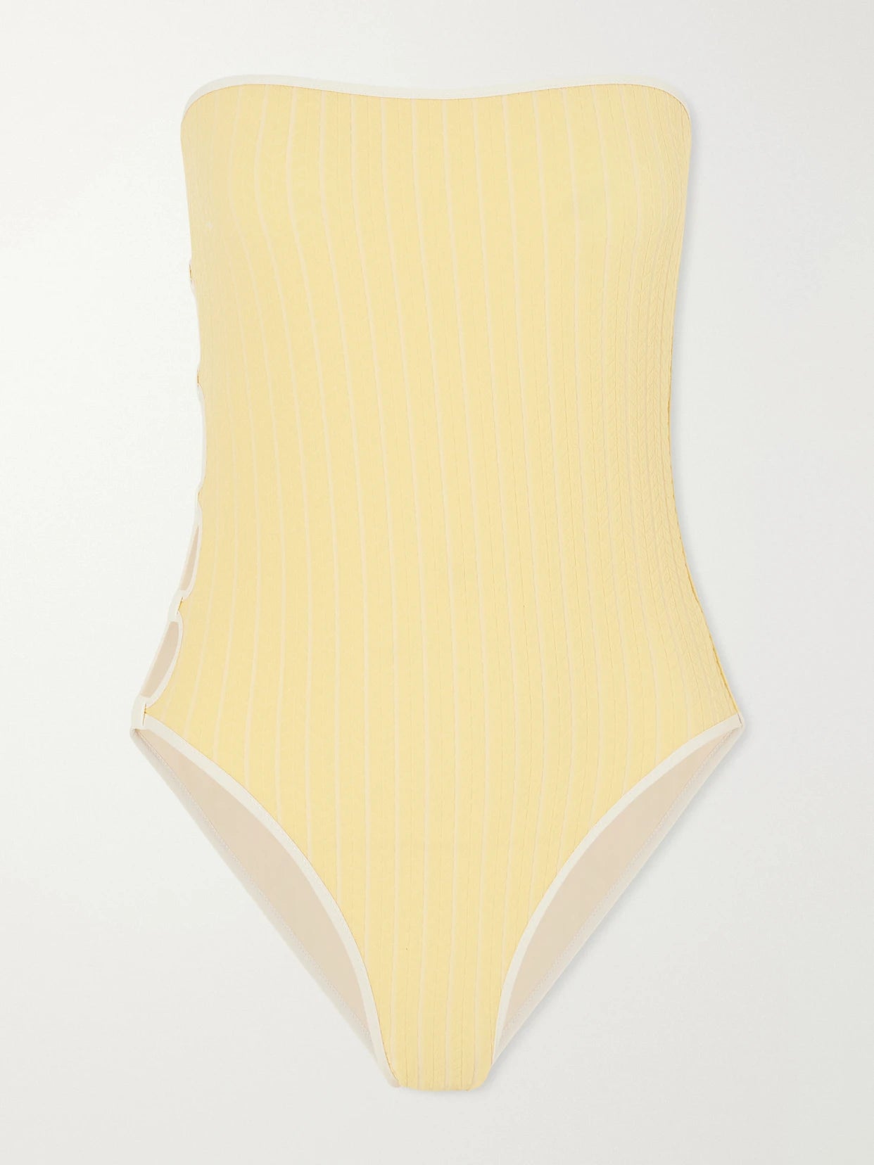 Image of Swimwear. Product name - Golden Cut-out Jacquard Swimsuit in Yellow colour by brand - Eres