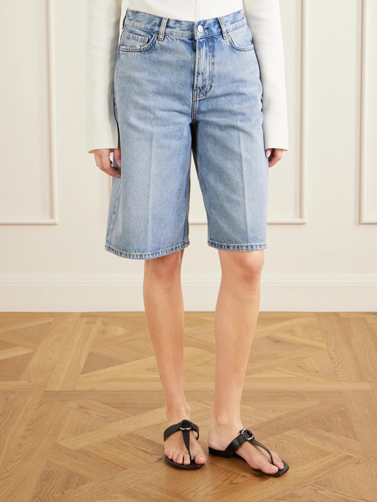 Organic Denim Straight-leg Shorts