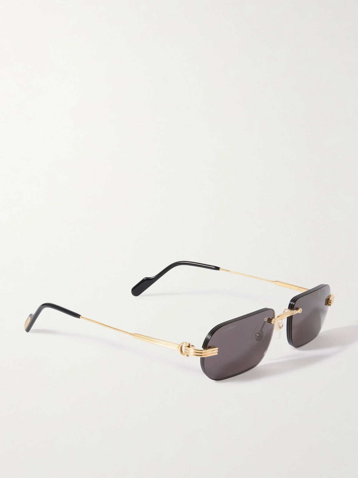 Eyewear Première De Cartier Rimless Rectangle-frame Gold-tone Sunglasses