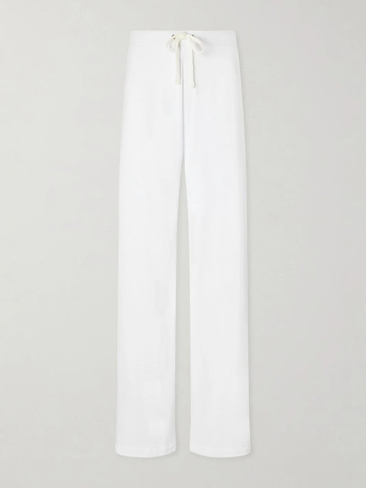 Image of Sleepwear & Loungewear. Product name - Cotton-terry Wide-leg Track Pants in White colour by brand - James Perse