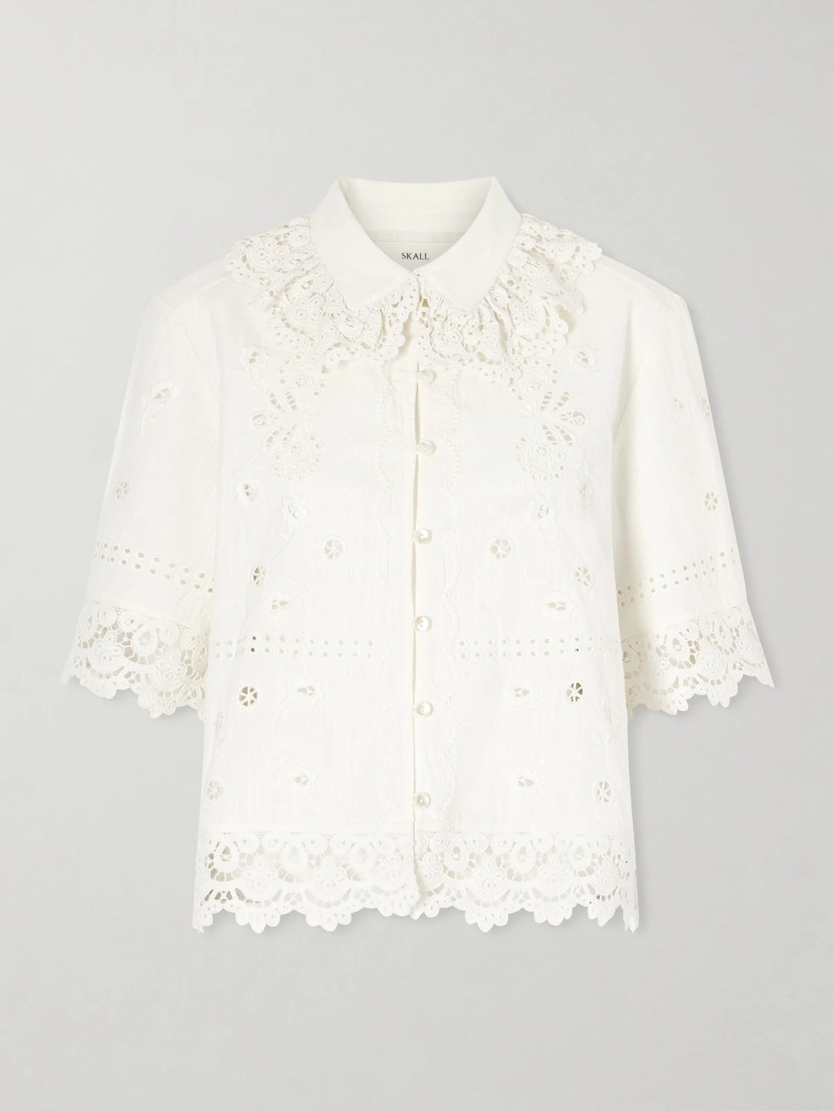 Talia Broderie Anglaise Cotton And Linen-blend Shirt
