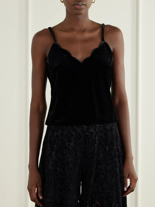 Loretta Caponi Pyrite Scalloped Velvet Cami