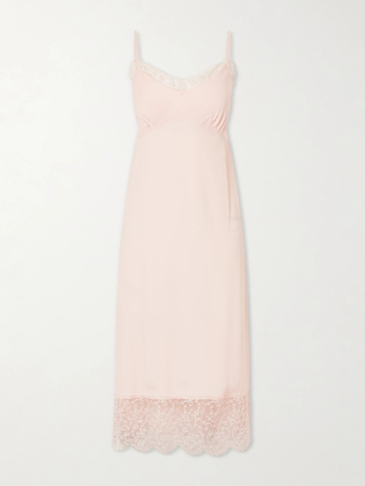 Lace-trimmed Crepe De Chine Midi Dress