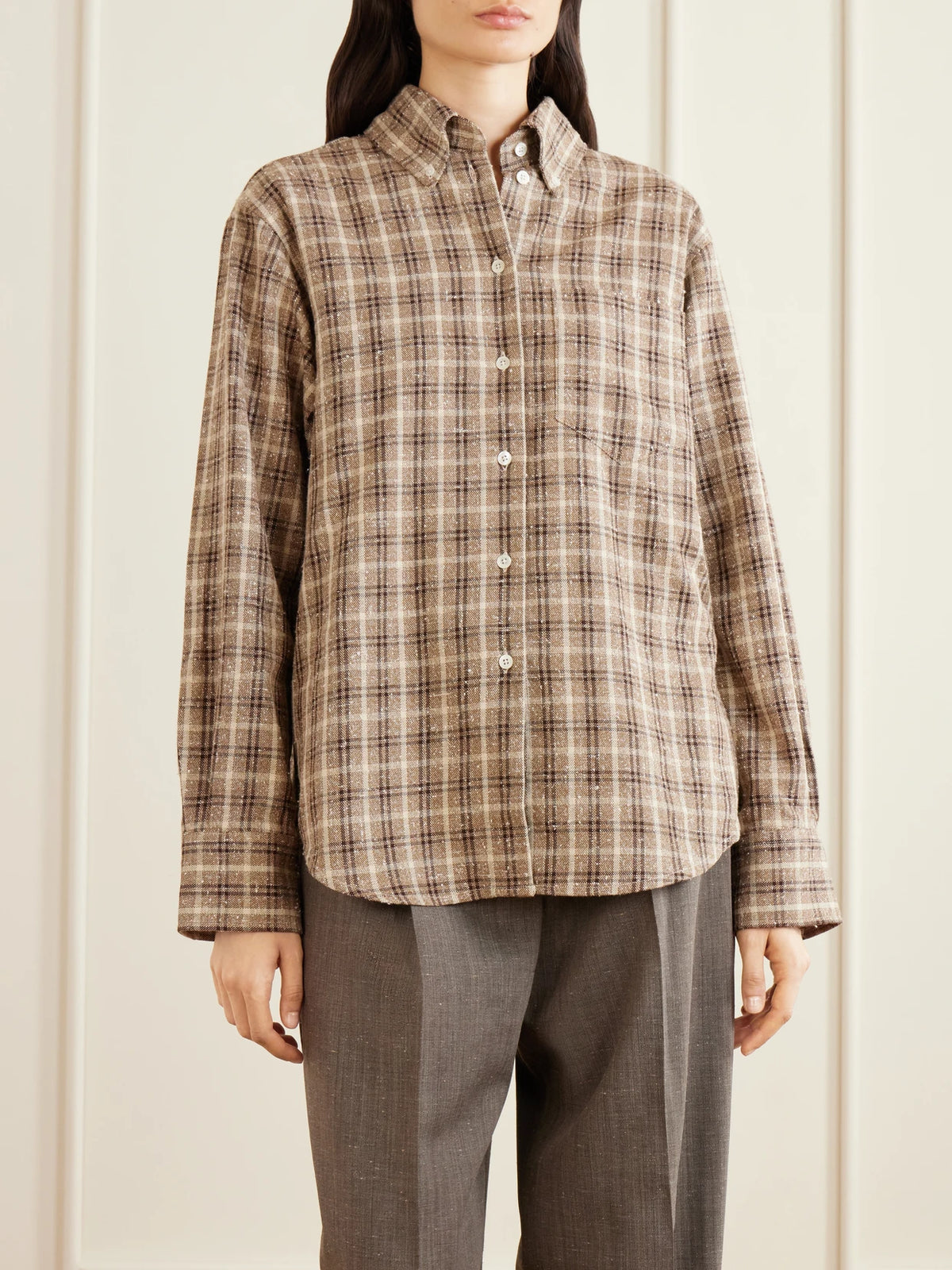 RÓHE Oxford Checked Cotton-bouclé Shirt