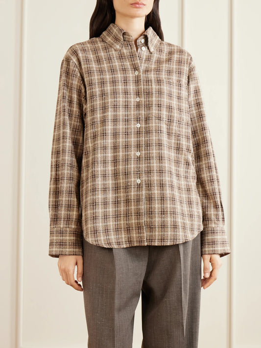 RÓHE Oxford Checked Cotton-bouclé Shirt