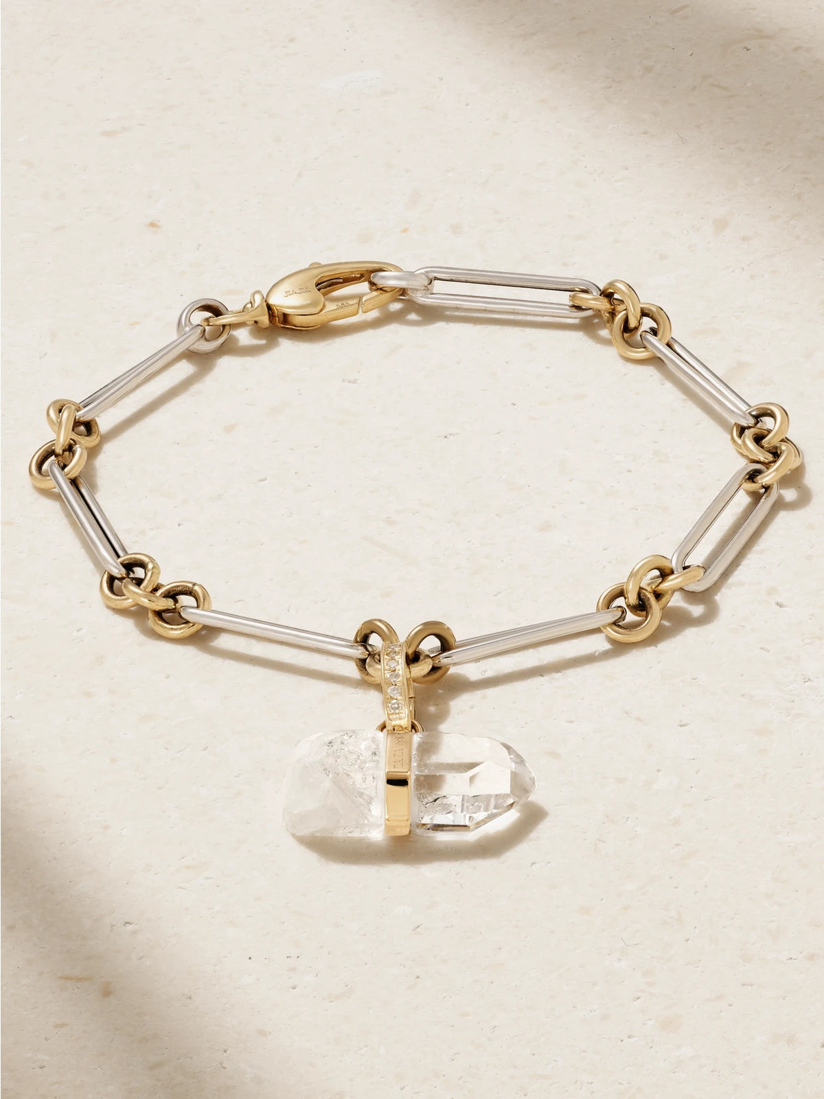 Jumbo 14-karat Yellow And White Gold, Quartz And Diamond Bracelet