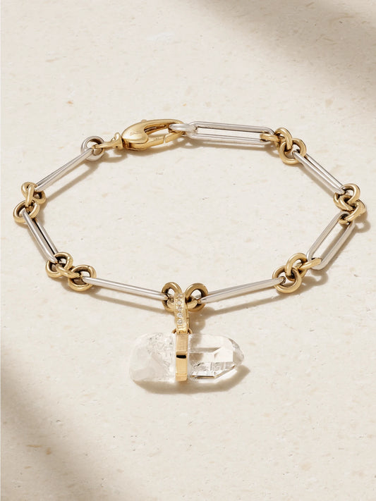 Jumbo 14-karat Yellow And White Gold, Quartz And Diamond Bracelet