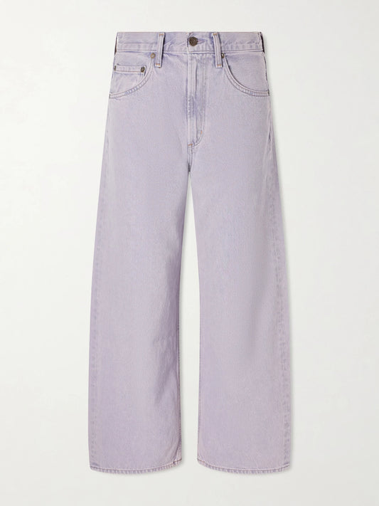 Image of Jeans. Product name - Low Curve Crop High-rise Wide-leg Jeans in Lilac colour by brand - AGOLDE