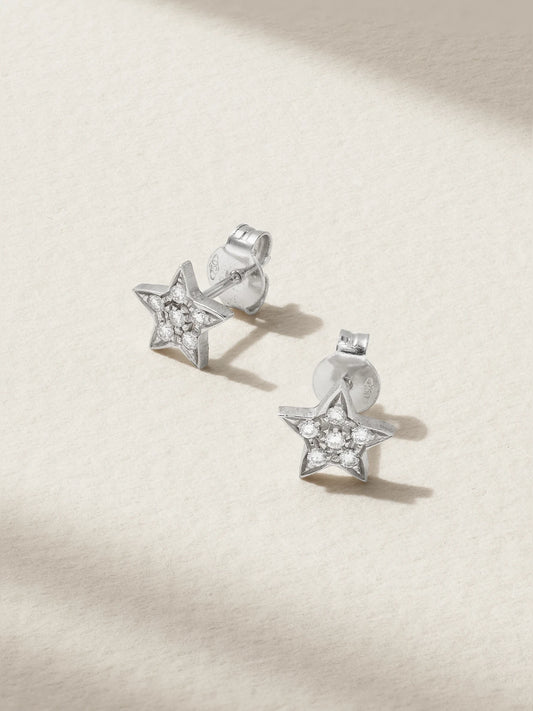 Pavé Superstellar 18-karat White Gold Diamond Earrings