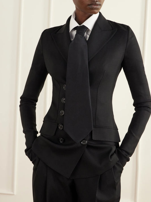 Image of Scarves & Shawls. Product name - Silk-satin Tie in Black colour by brand - Dolce & Gabbana